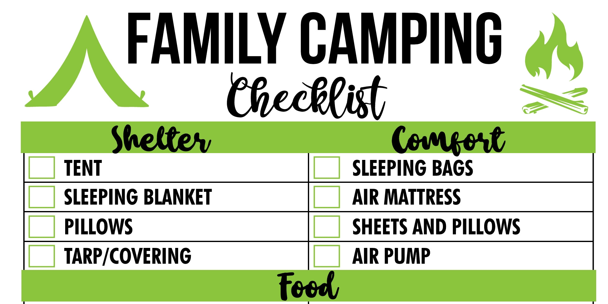 Camping Family Checklist Digital Download