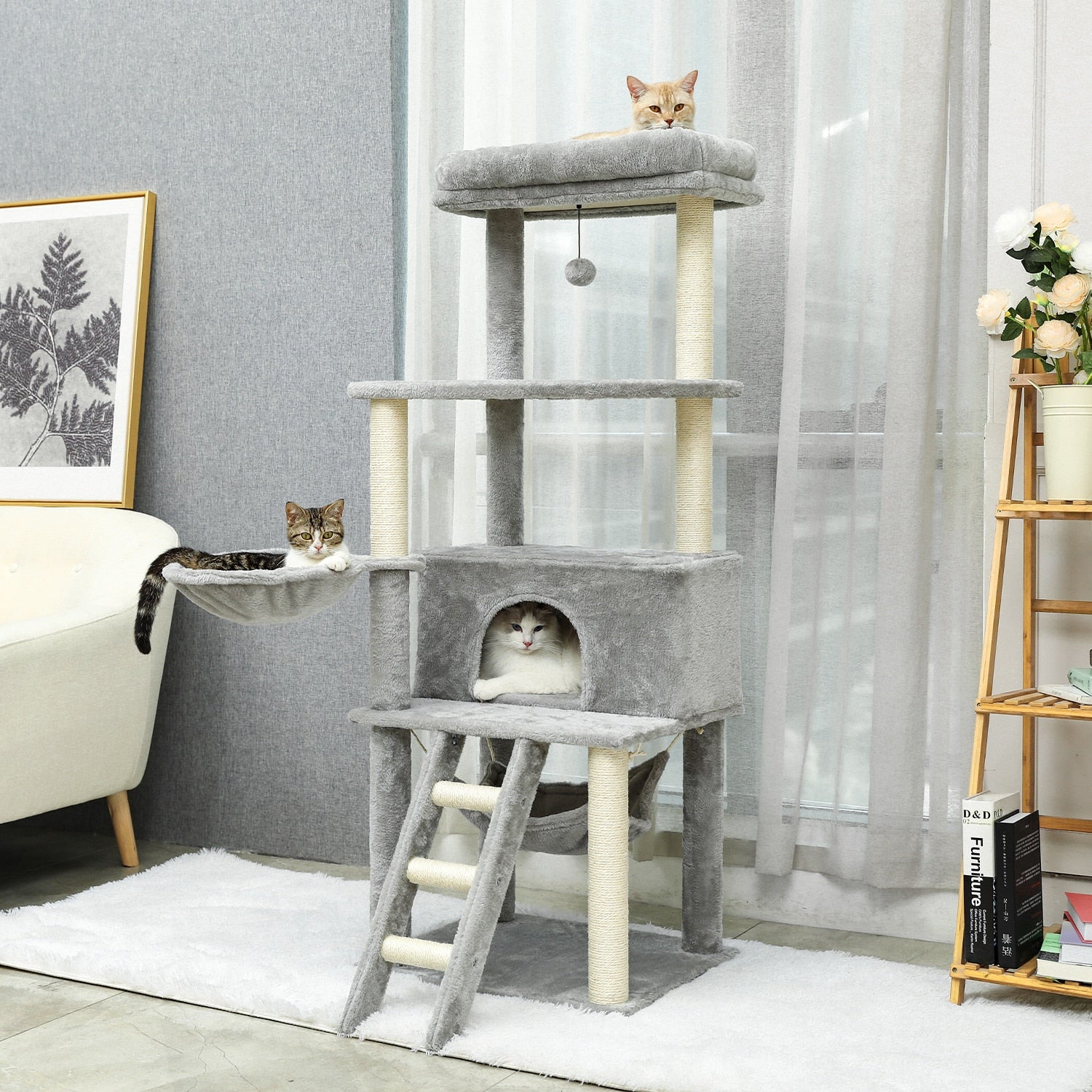 Bed Cat Ladder Extra Large Perch with Toy Ball